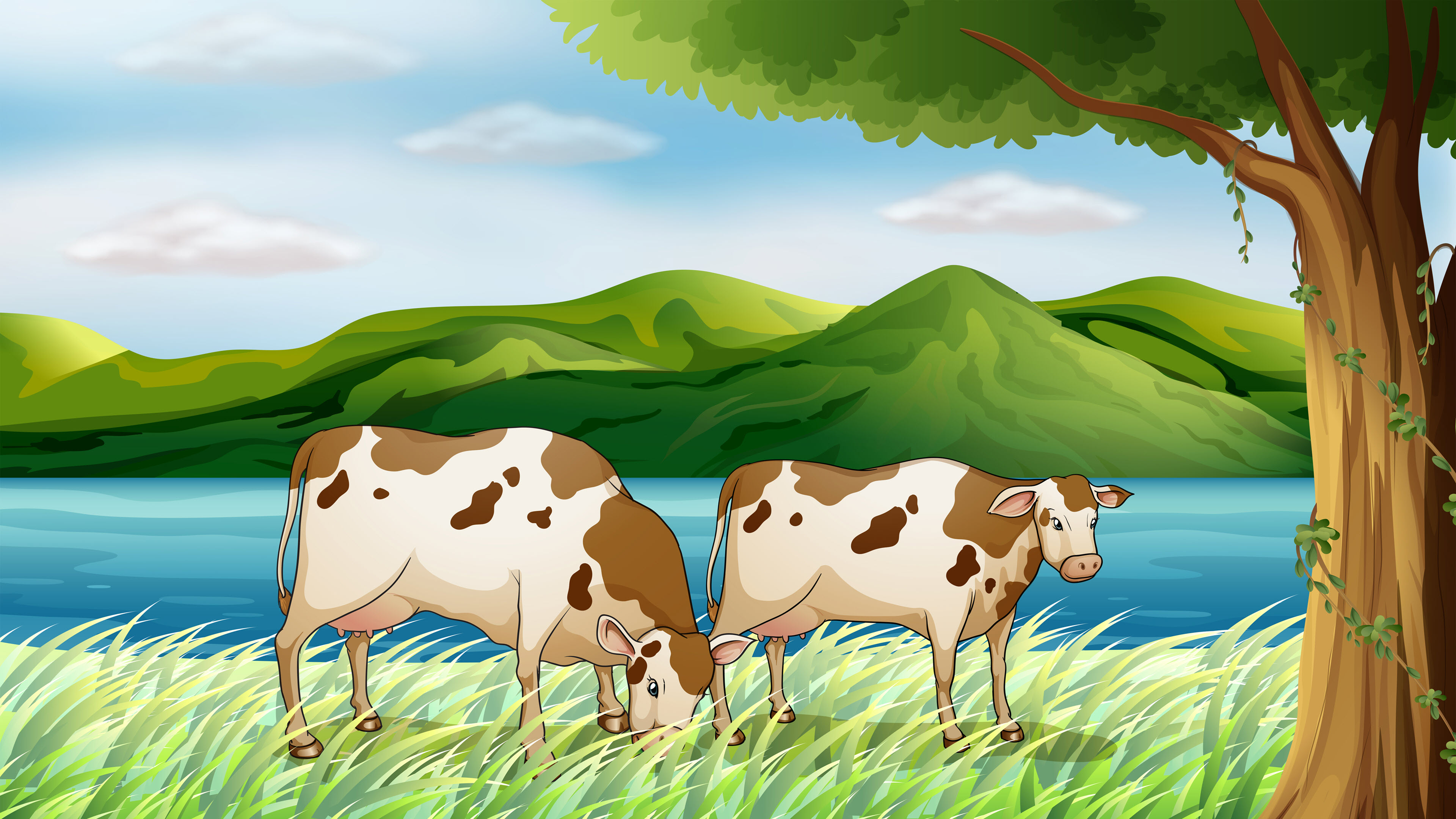 Hình nền hoạt hình bò sữa