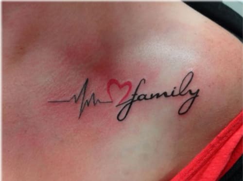 hình tattoo nhịp tim chữ family đẹp