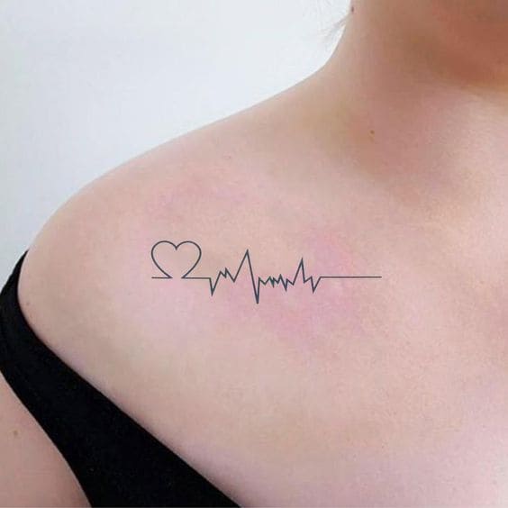 mẫu hình tattoo nhịp tim ở ngực