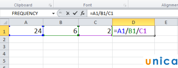 Phép chia trong Excel