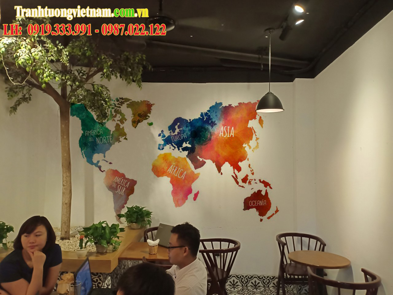 Vẽ tranh tường 3D quán cafe đẹp