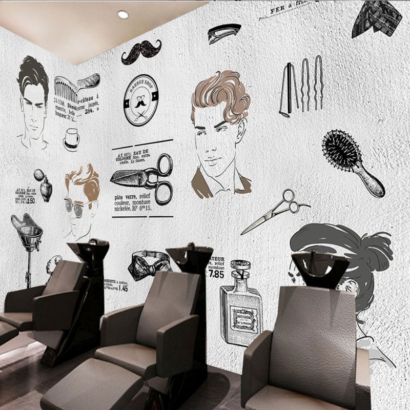 Vẽ tranh tường 3D salon tóc đẹp